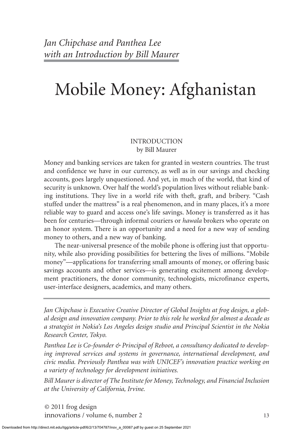 Mobile Money: Afghanistan