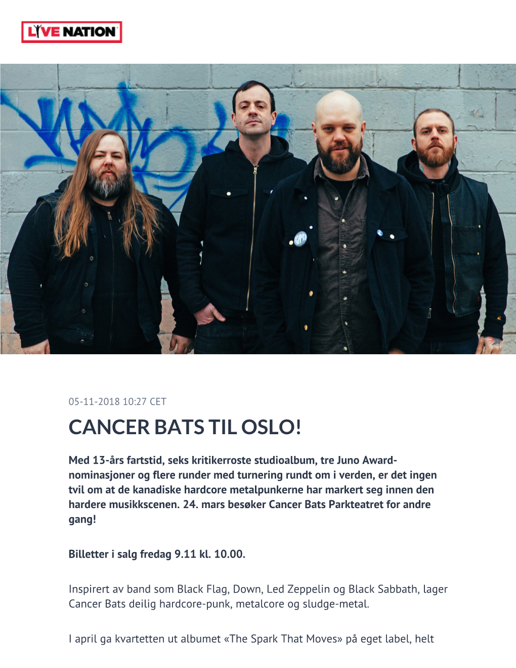 Cancer Bats Til Oslo!