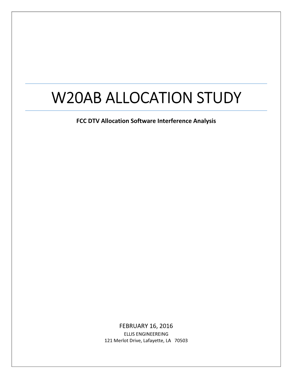 W20ab Allocation Study