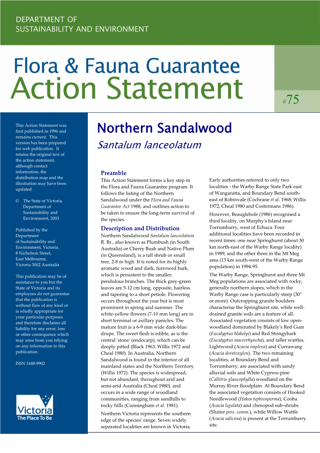 Northern Sandalwood Version Has Been Prepared for Web Publication