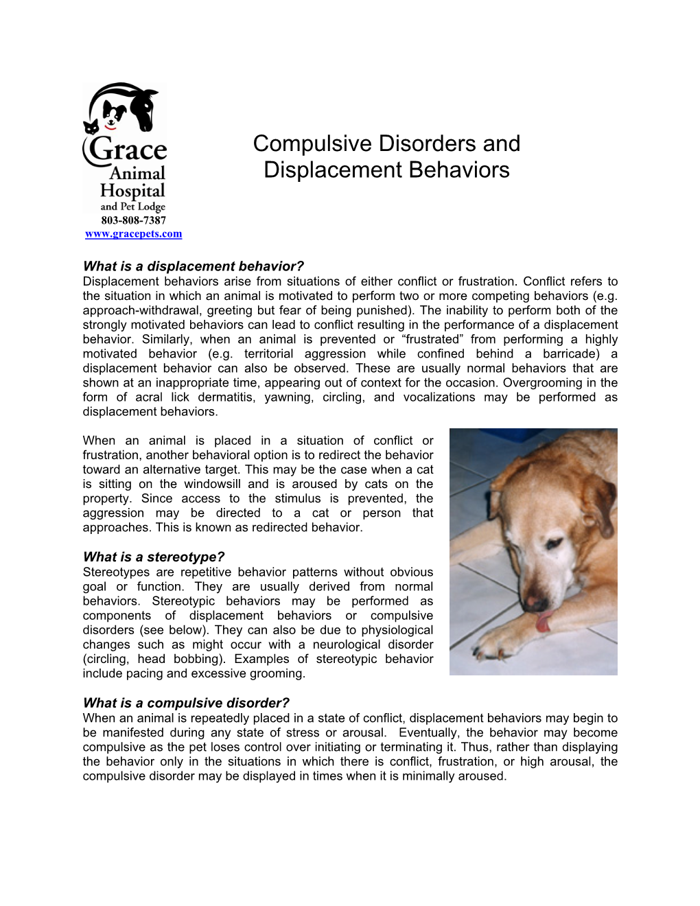 Compulsive Disorders and Displacement Behaviors