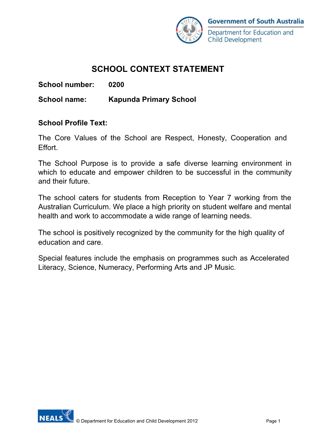 School Context Statement