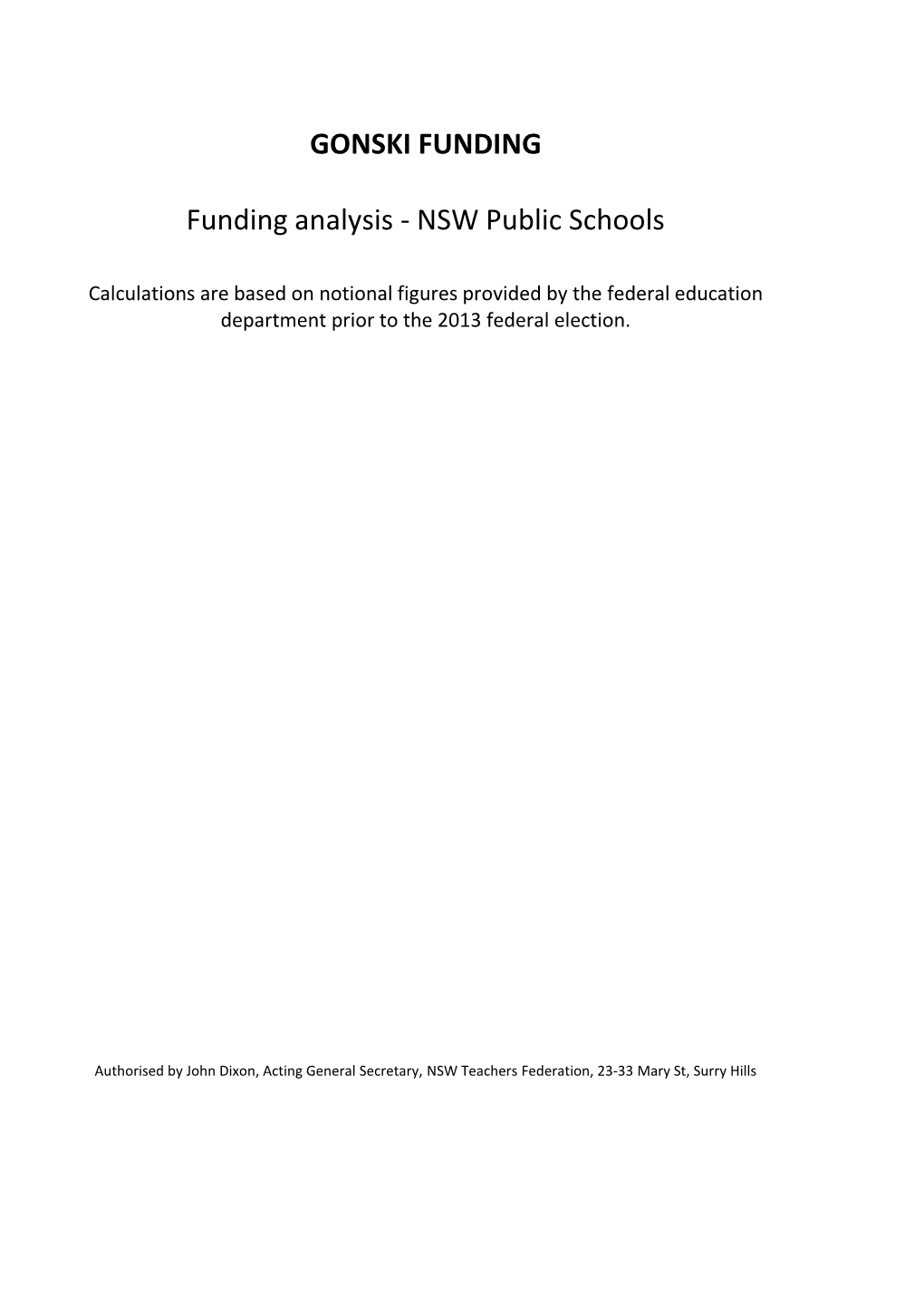 Schools by Federal Electorate