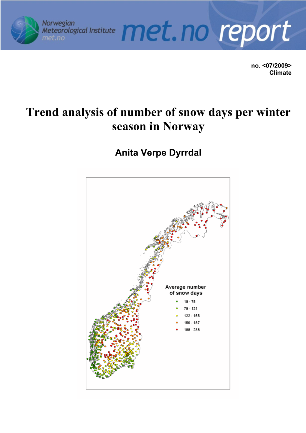 Trend Analysis of Number of Snow Days Per Winter Season in Norway