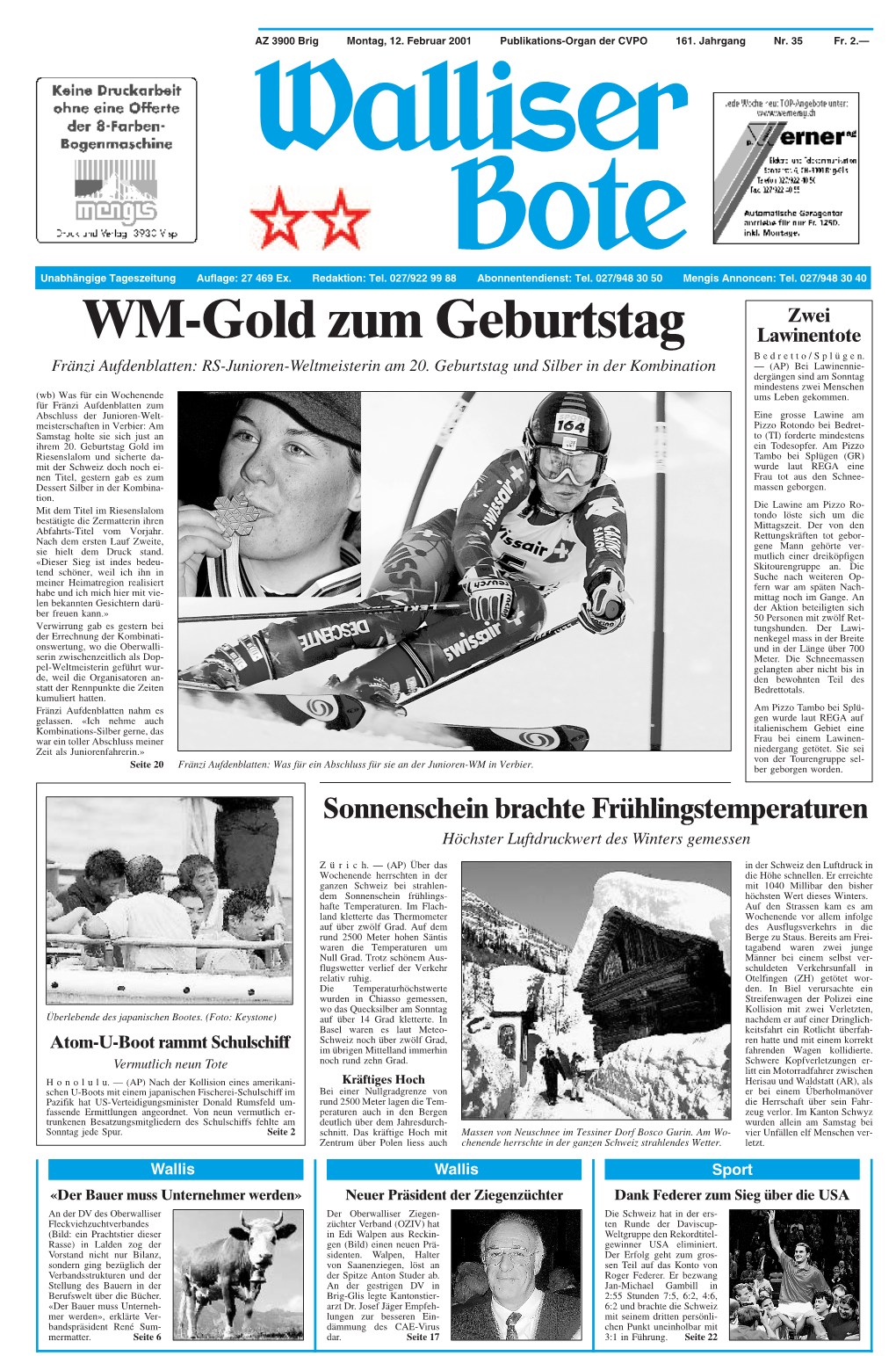 WM-Gold Zum Geburtstag Lawinentote Bedretto/Splügen