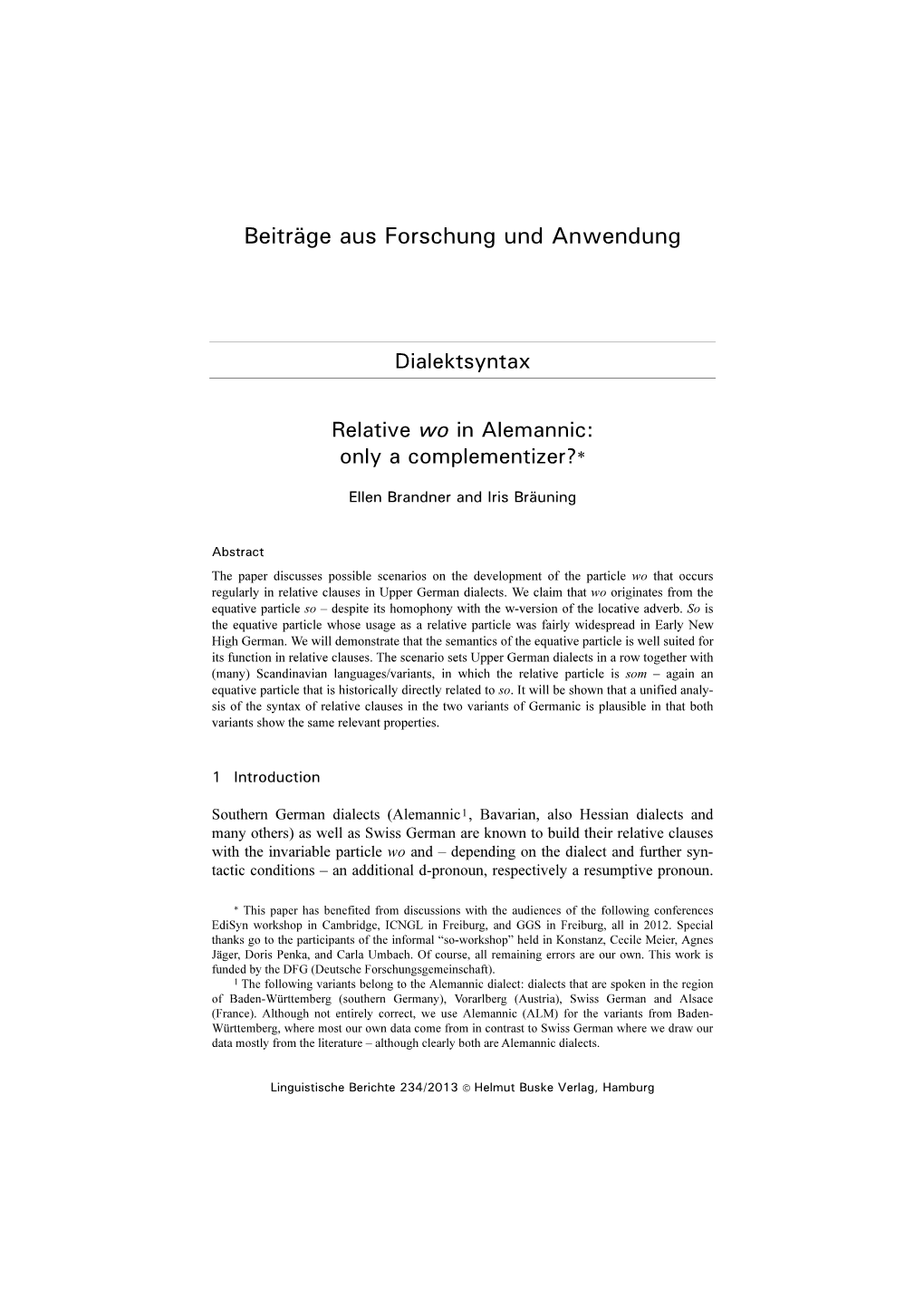 Dialektsyntax Relative Wo in Alemannic: Only a Complementizer?