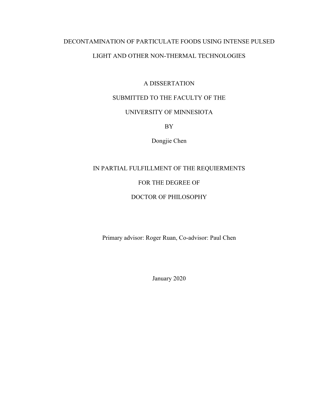 Decontamination of Particulate Foods Using Intense Pulsed