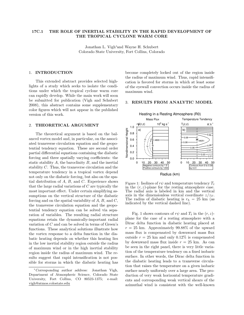 17C.1 the Role of Inertial Stability in the Rapid Development of the Tropical Cyclone Warm Core