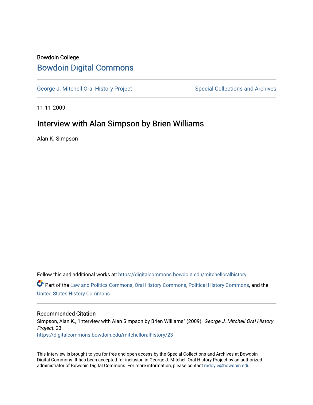 Interview with Alan Simpson by Brien Williams