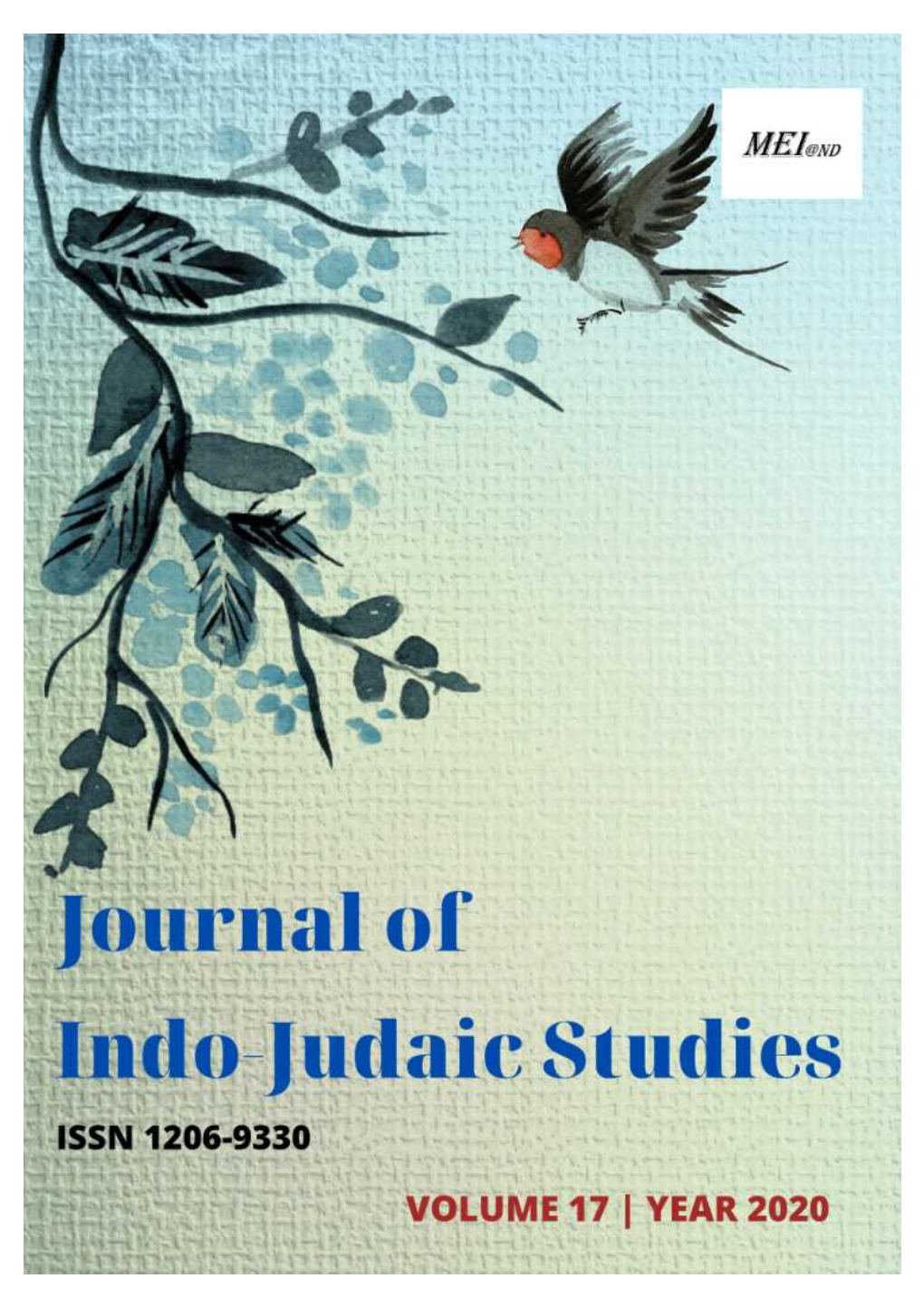 THE JOURNAL of INDO-JUDAIC STUDIES ______Number 17 2020