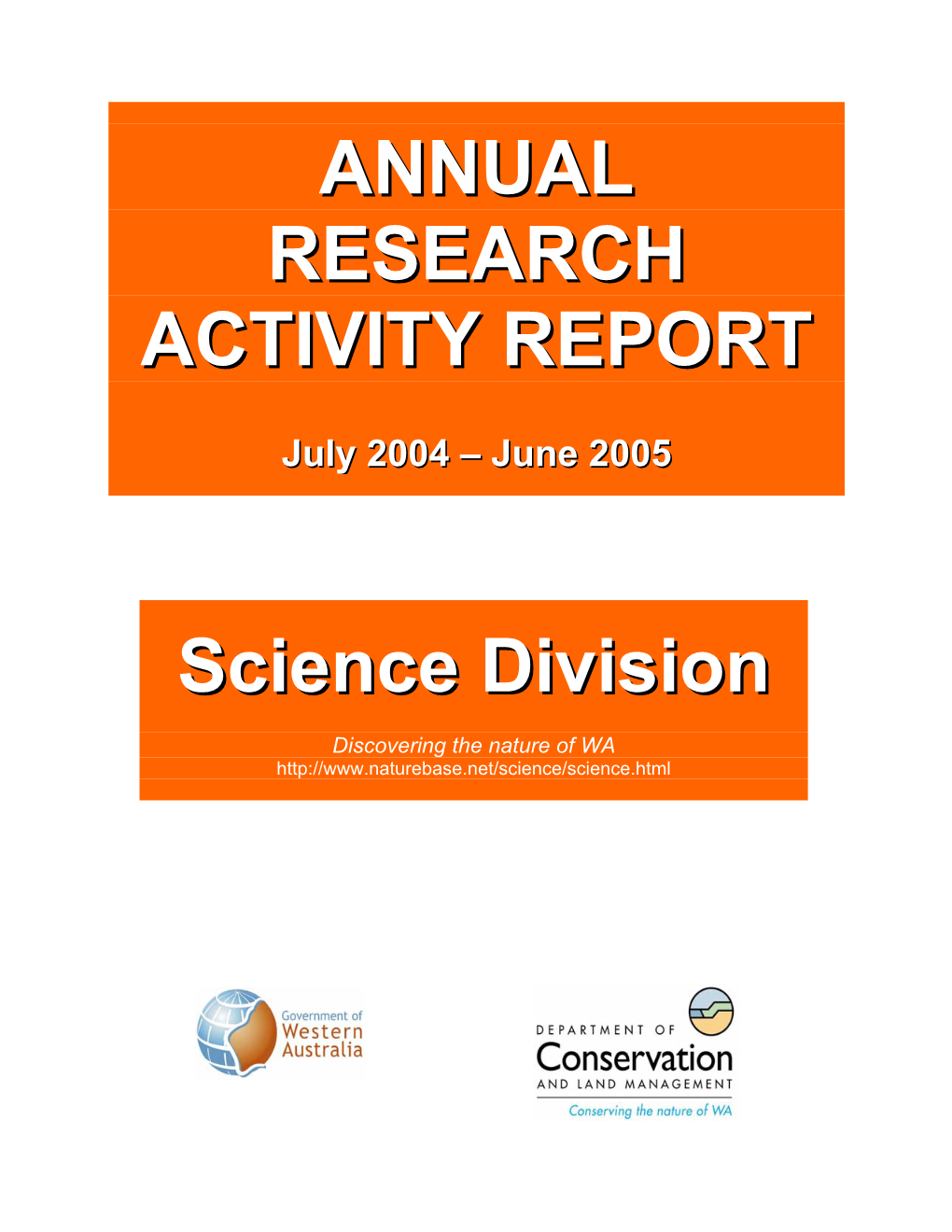 ANNUAL RESEARCH ACTIVITY REPORT Science Division