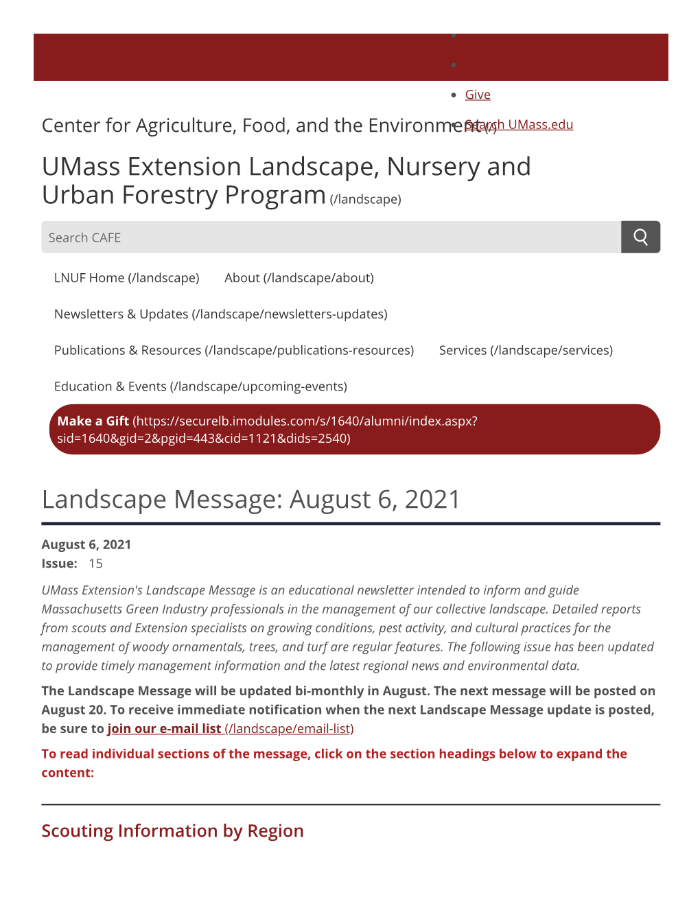 Landscape Message: August 6, 2021 Umass Extension Landscape, Nursery and Urban Forestry Program(/Landscape)