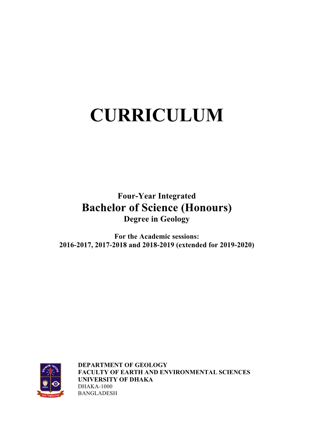 BS Curriculum Geology 2016-17 to 2019-20 Corrected