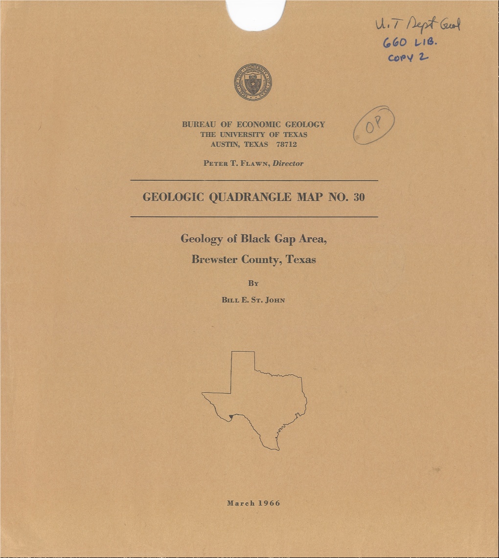 Geology of Black Gap Area, Brewster County, Texas