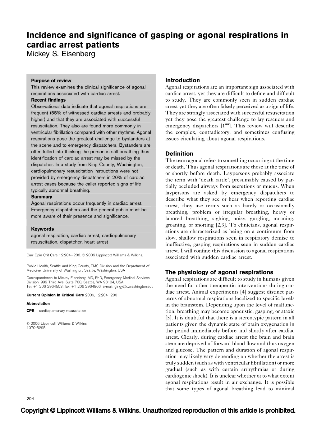 Incidence and Significance of Gasping Or Agonal Respirations in Cardiac