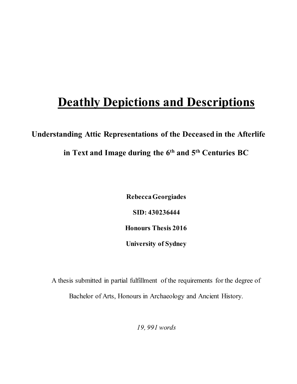 Deathly Depictions and Descriptions