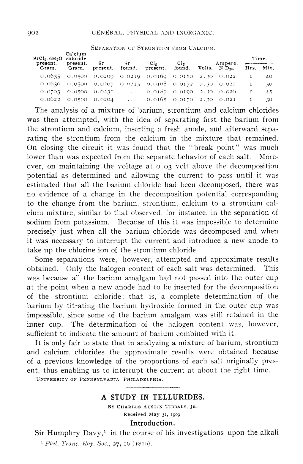 The Analysis of a Mixture of Barium, Strontiuni Arid Calcium Chlorides