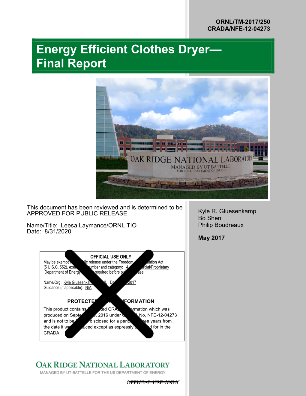 Energy Efficient Clothes Dryer— Final Report