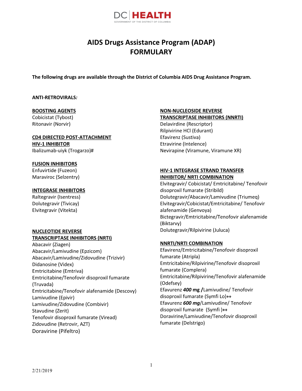 (Adap) Formulary