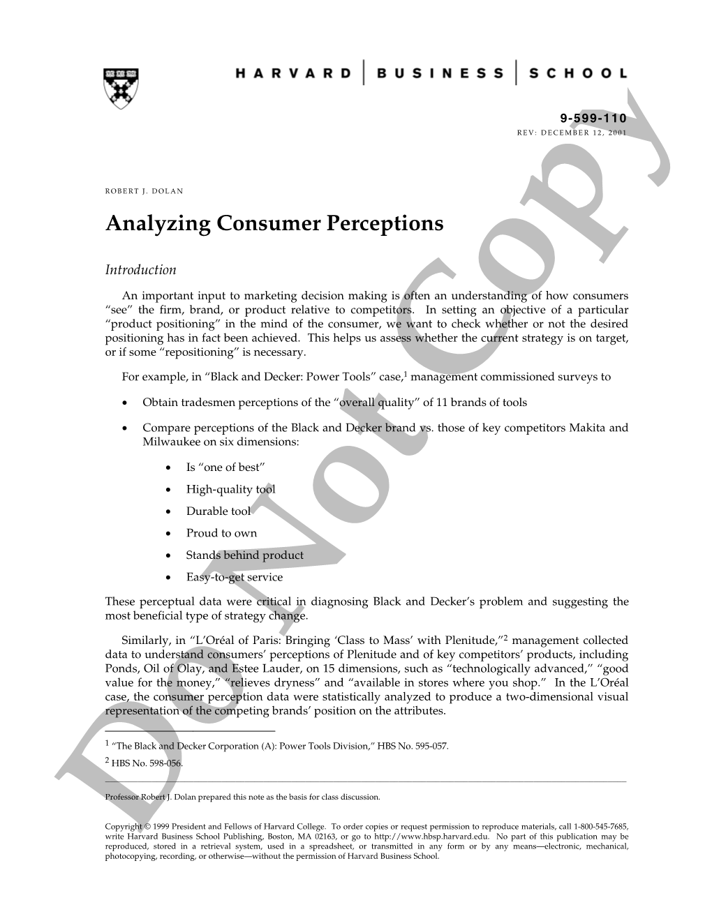 Analyzing Consumer Perceptions