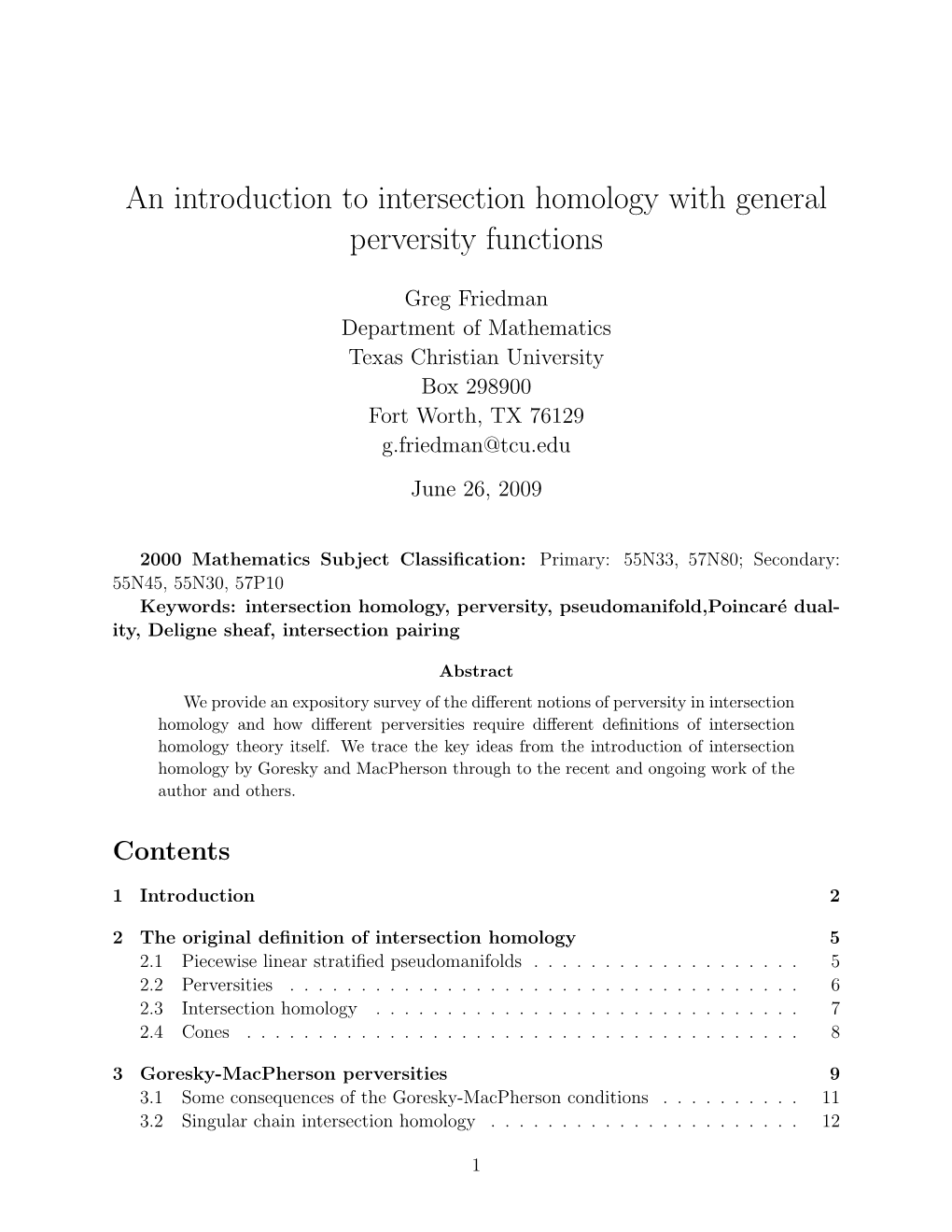 An Introduction to Intersection Homology with General Perversity Functions