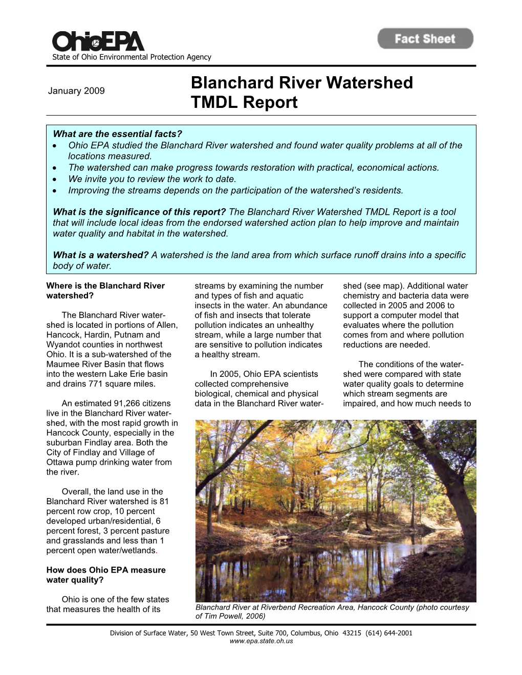 Blanchard River Watershed TMDL Report