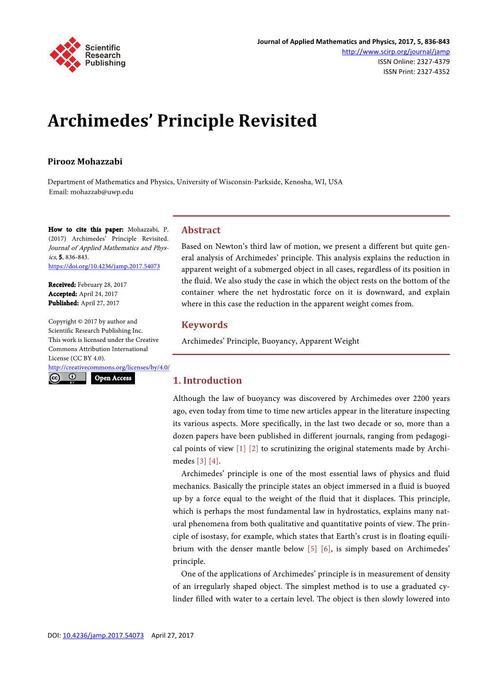 Archimedes' Principle Revisited