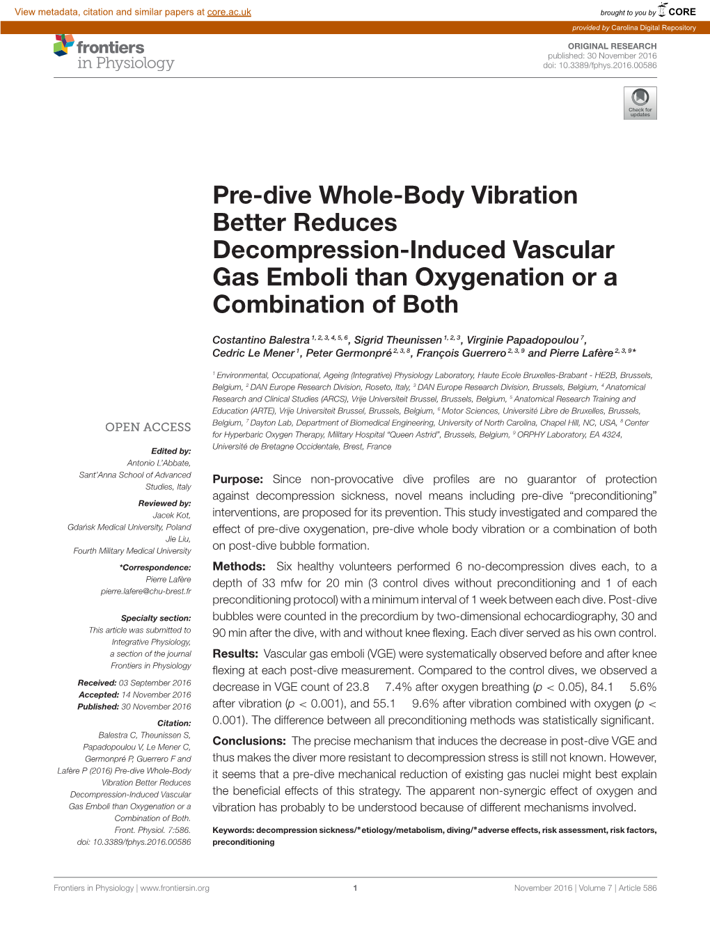 Pre-Dive Whole-Body Vibration Better Reduces Decompression-Induced Vascular Gas Emboli Than Oxygenation Or a Combination of Both