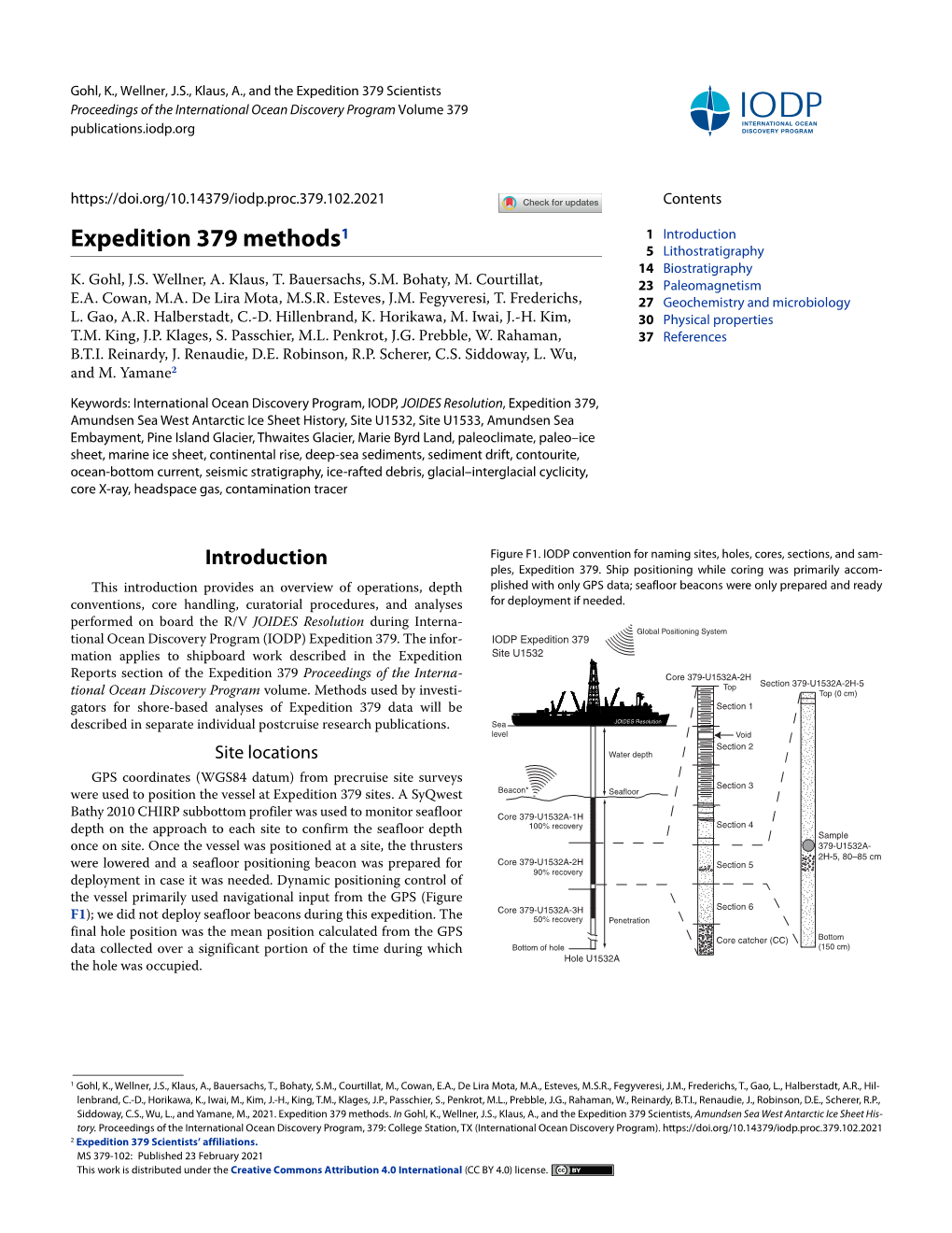 Expedition 379 Methods1 1 Introduction 5 Lithostratigraphy 14 Biostratigraphy K