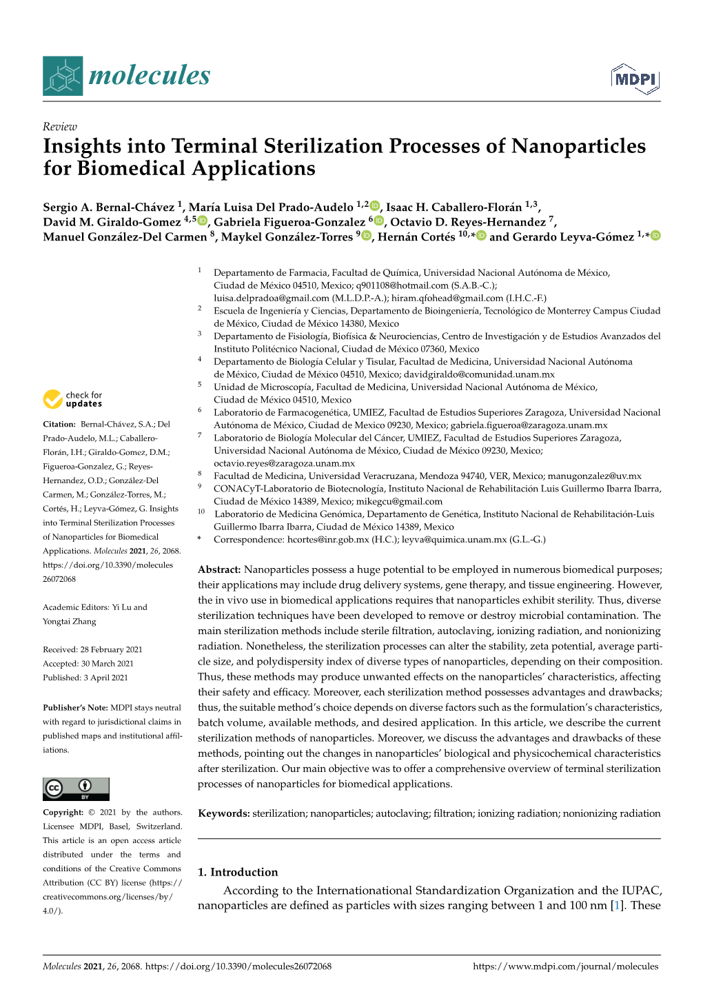 Insights Into Terminal Sterilization Processes of Nanoparticles for Biomedical Applications