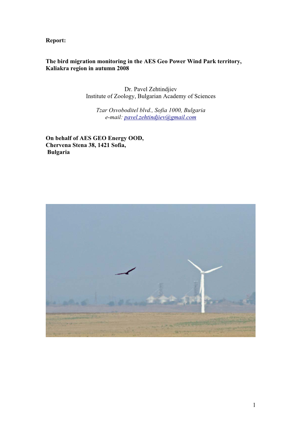 1 Report: the Bird Migration Monitoring in the AES Geo Power