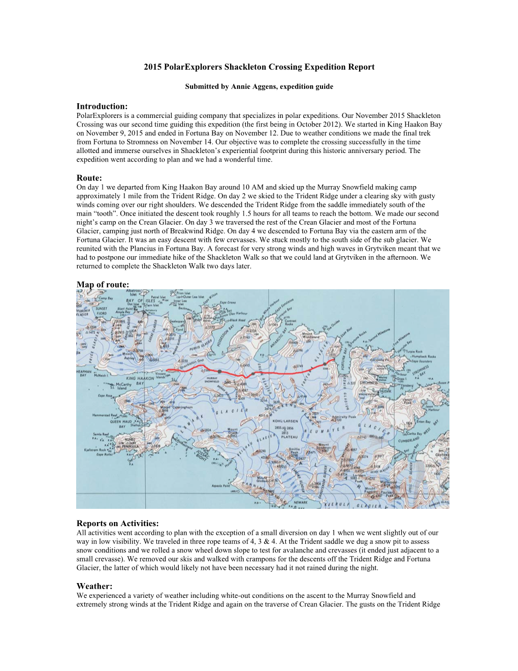 2015 Polarexplorers Shackleton Crossing Expedition Report