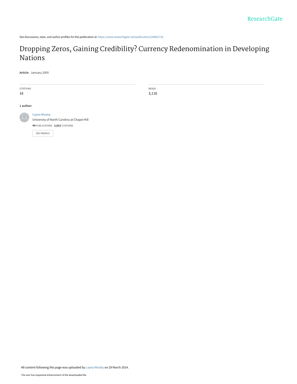 Currency Redenomination in Developing Nations