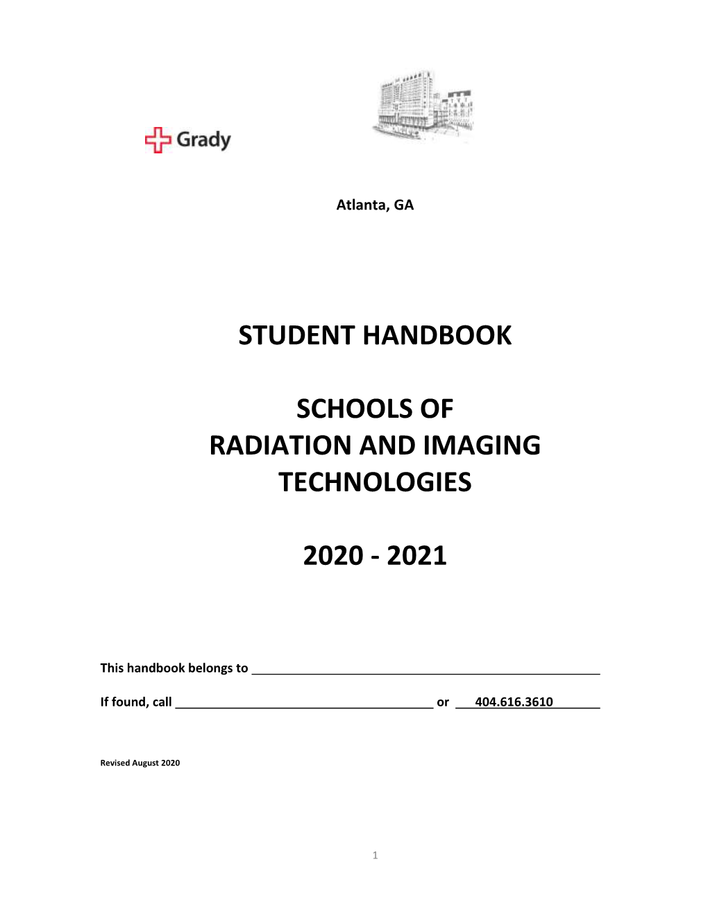 Student Handbook Schools of Radiation and Imaging Technologies 2020