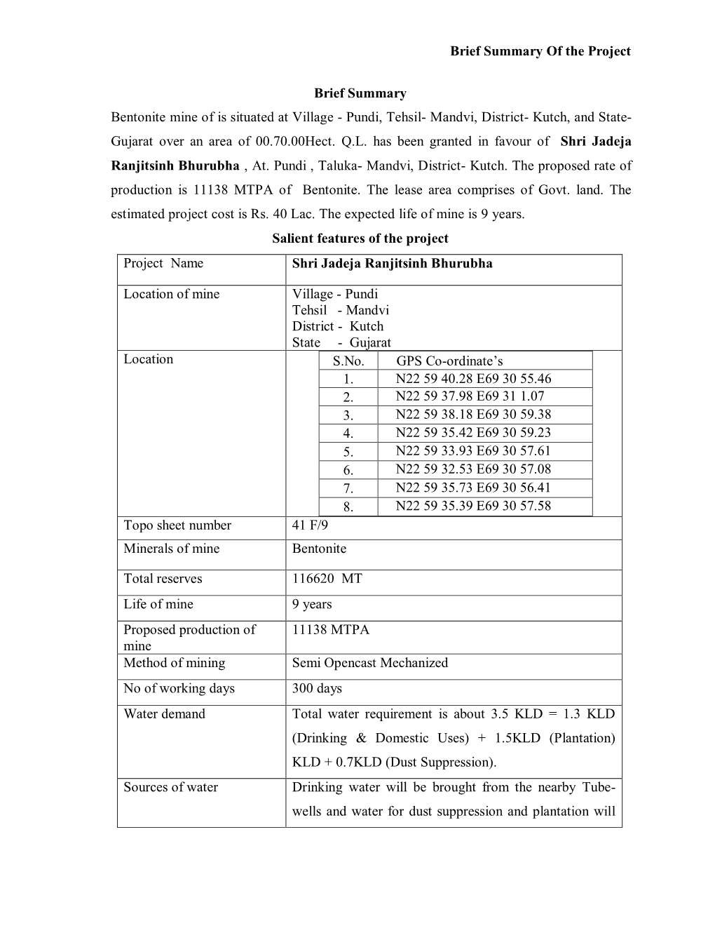 Kutch, and State- Gujarat Over an Area of 00.70.00Hect