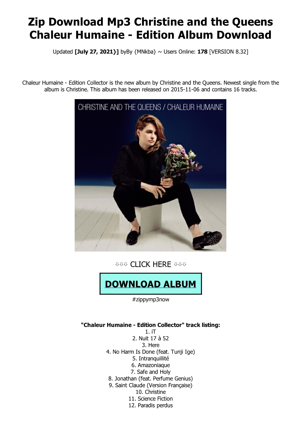 Zip Download Mp3 Christine and the Queens Chaleur Humaine - Edition Album Download