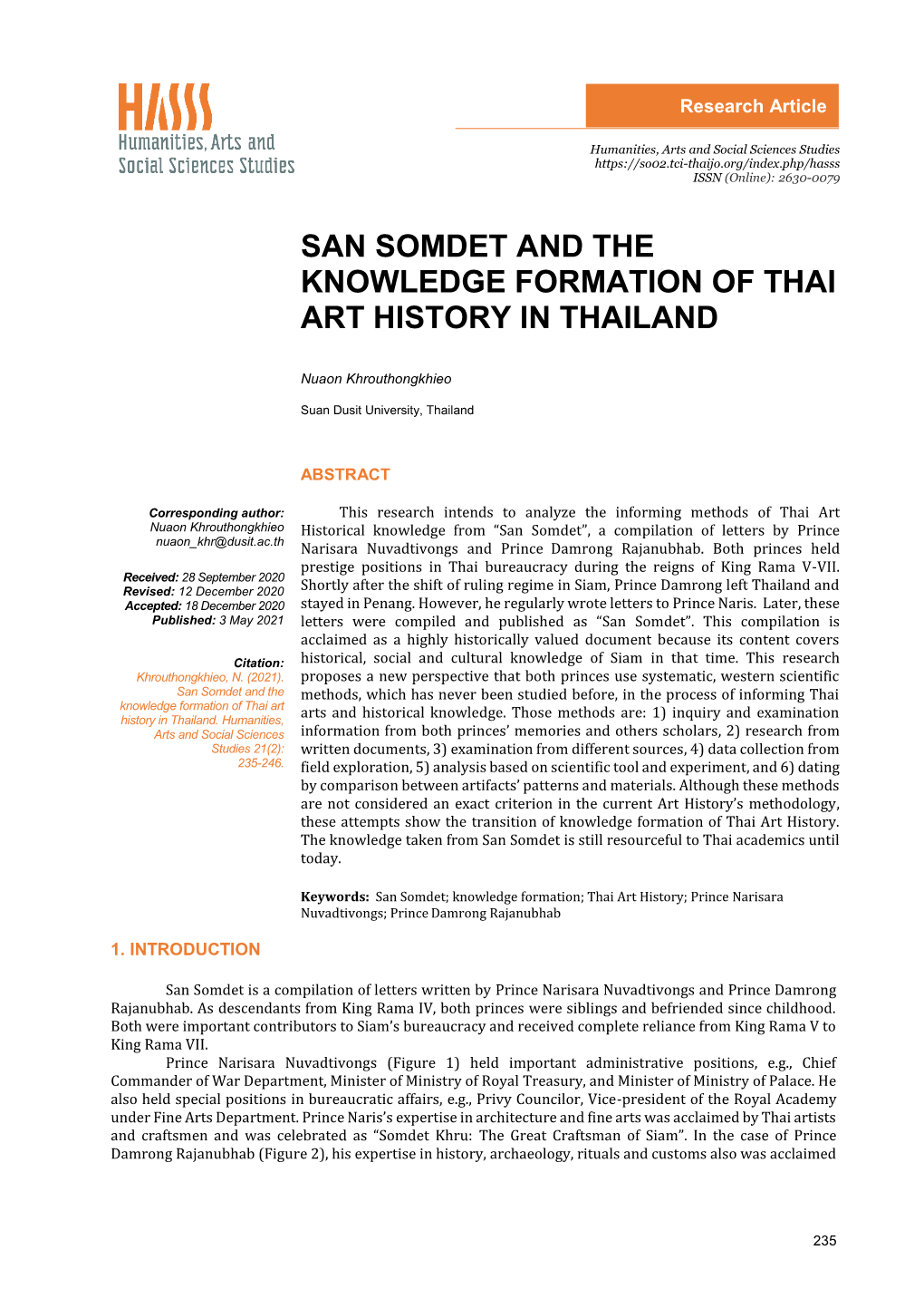 San Somdet and the Knowledge Formation of Thai Art History in Thailand