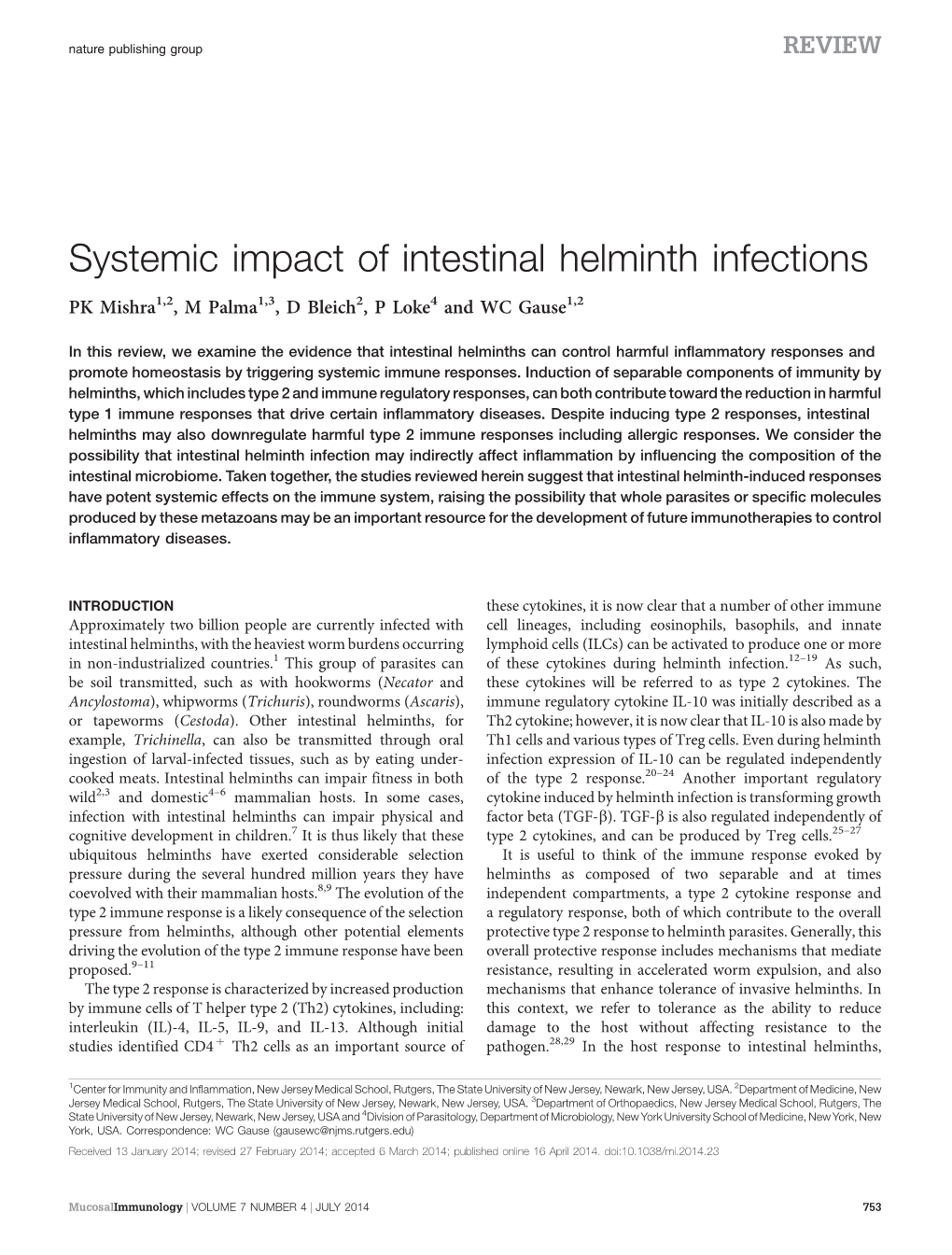 Systemic Impact of Intestinal Helminth Infections