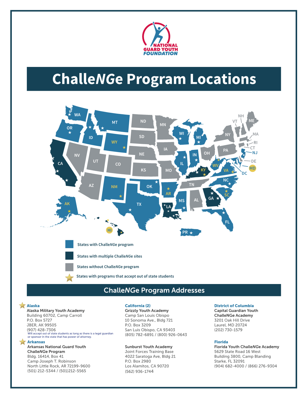 Challenge Program Location Map As of March 2015