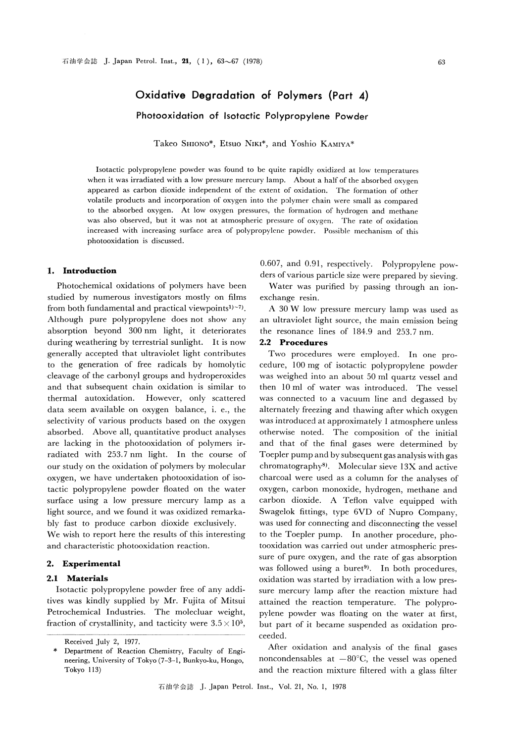 Oxidative Degradation of Polymers (Part 4)