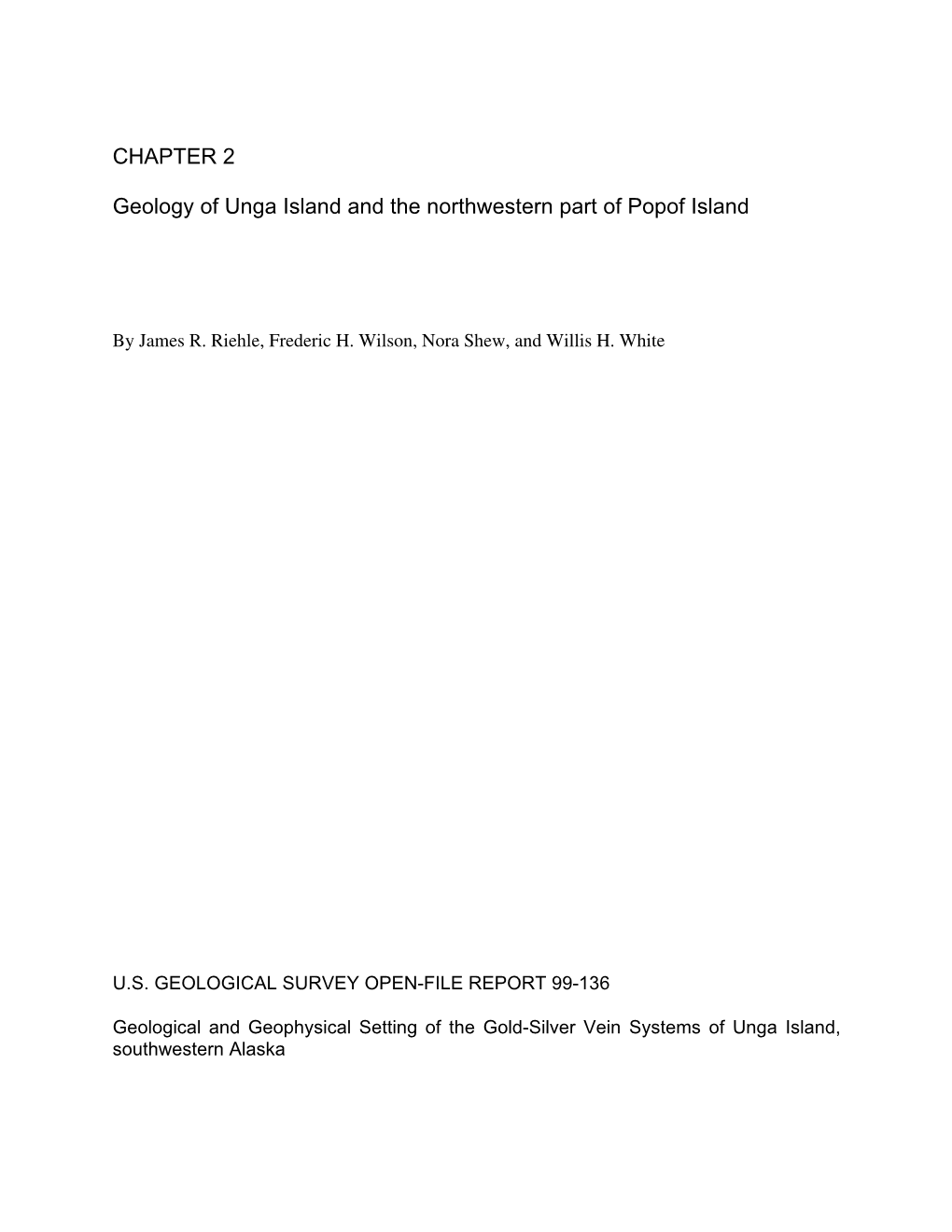 Chapter 2: Geology of Unga Island and the Northwestern Part of Popof