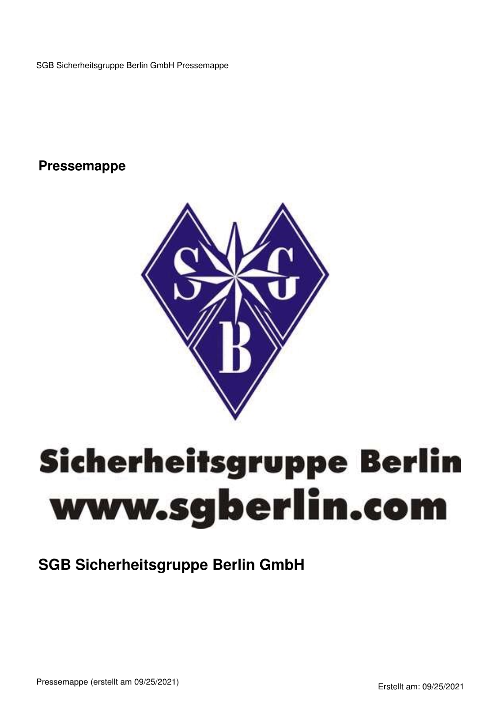 SGB Sicherheitsgruppe Berlin Gmbh Pressemappe