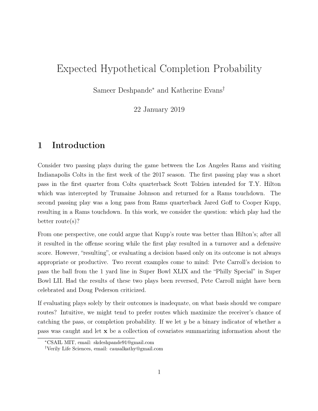 Expected Hypothetical Completion Probability