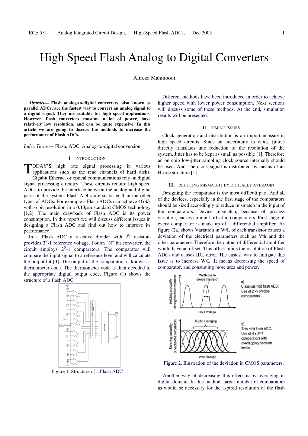 High Speed Flash Analog to Digital Converters