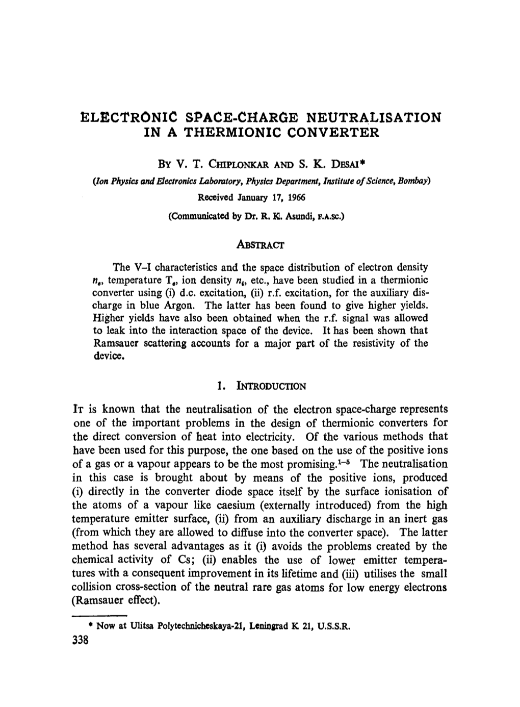 Electronic Space-Charge Neutralisation in a Thermionic Converter