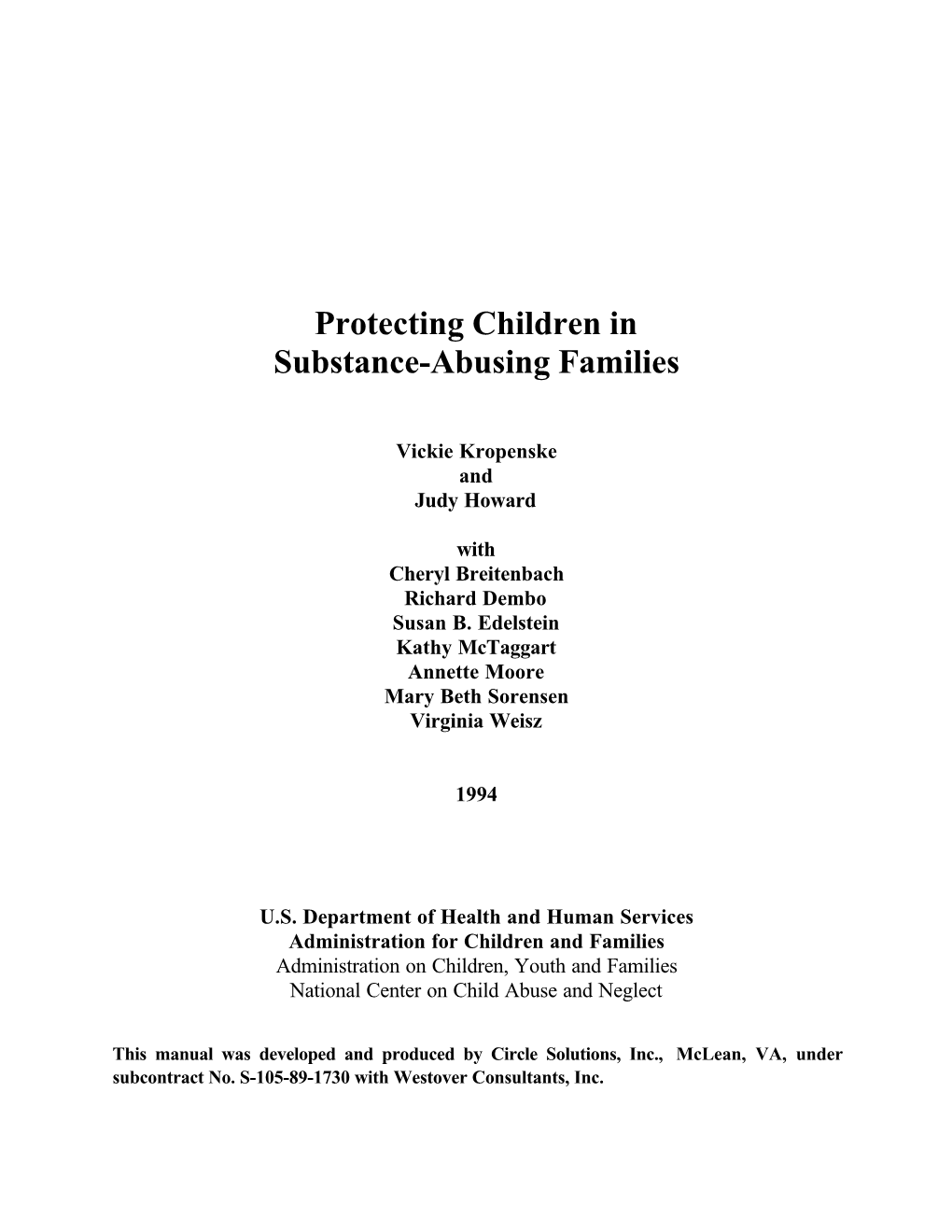 Protecting Children in Substance-Abusing Families