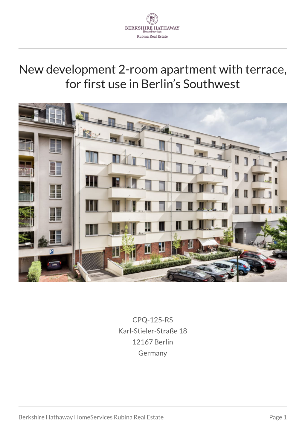 New Development 2-Room Apartment with Terrace, for First Use in Berlin's