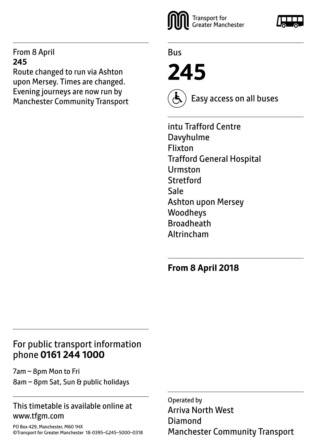 245 Route Changed to Run Via Ashton Upon Mersey