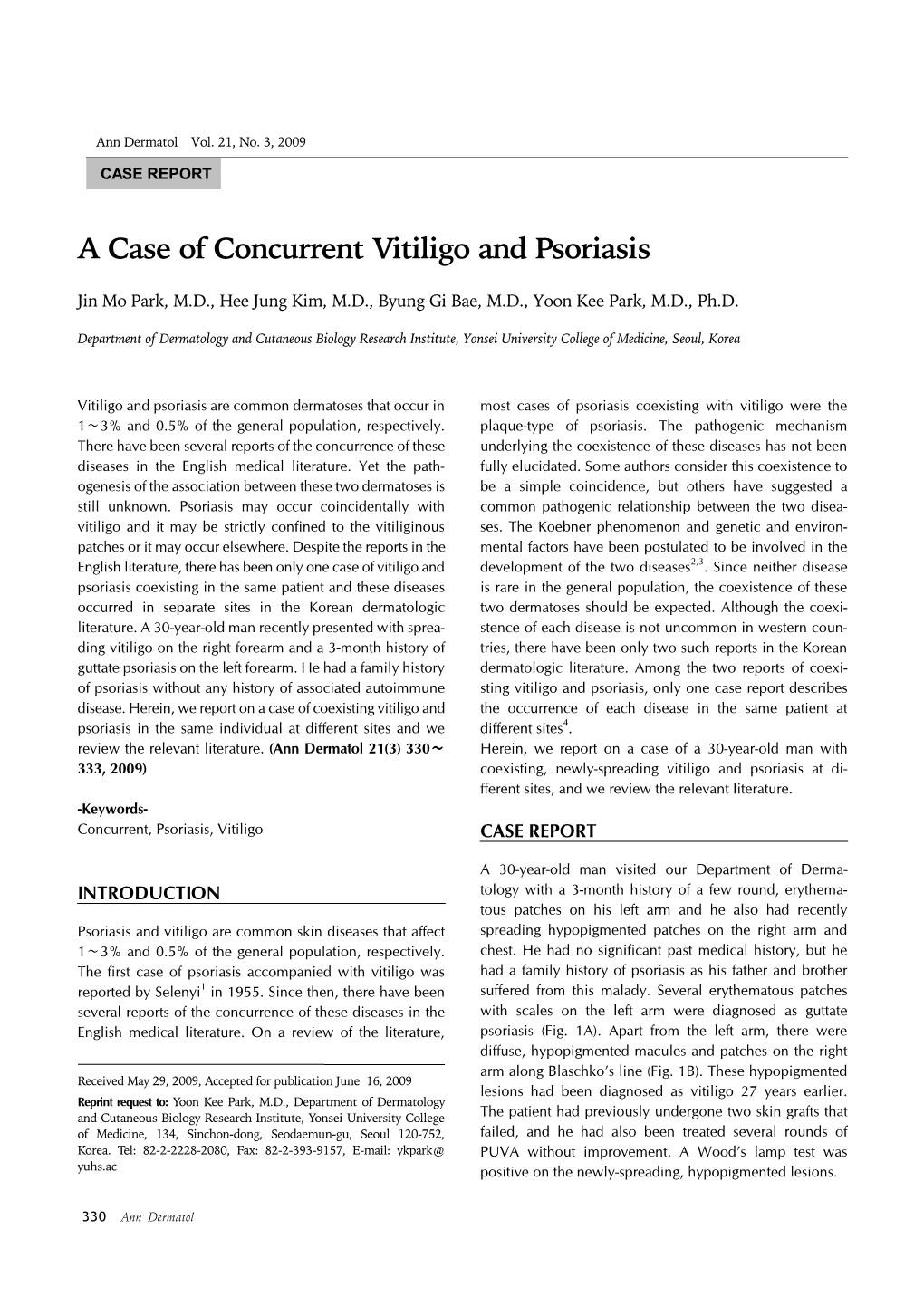 A Case of Concurrent Vitiligo and Psoriasis
