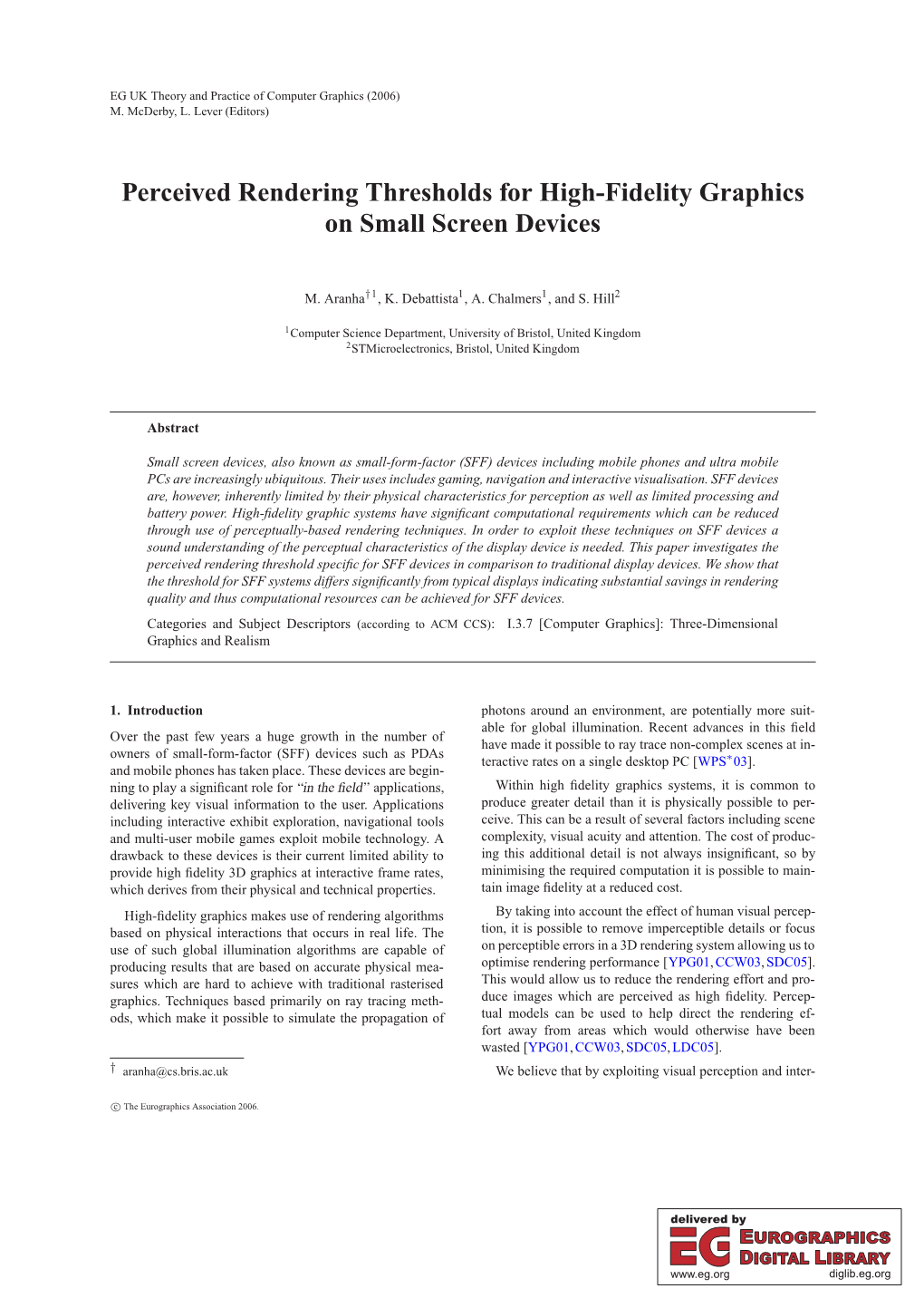 Perceived Rendering Thresholds for High-Fidelity Graphics on Small Screen Devices